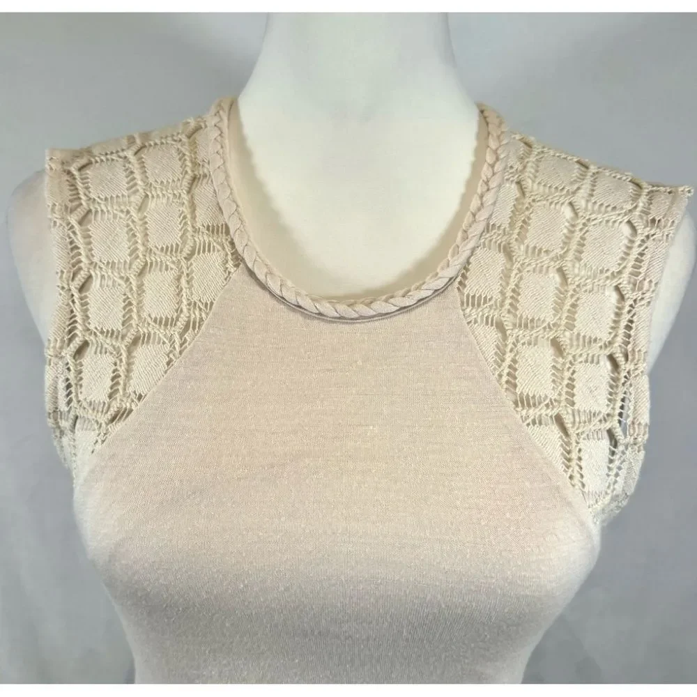 Free People ivory cross rope detail backless asymmetrical midi dress size small - Picture 6 of 12